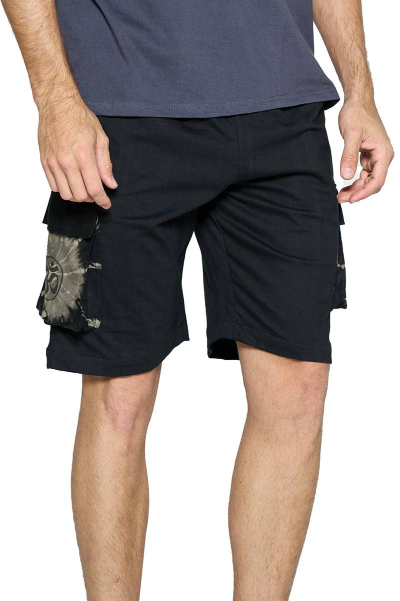Yak & Yeti Men's Shorts With Pockets Om Print boho clothing, festival outfit, hippie style apparel | Elevated Hippie