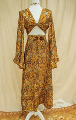 Hippie Boho Style 2 Layer Floral Silk Wrap Skirt - The Elevated Hippie