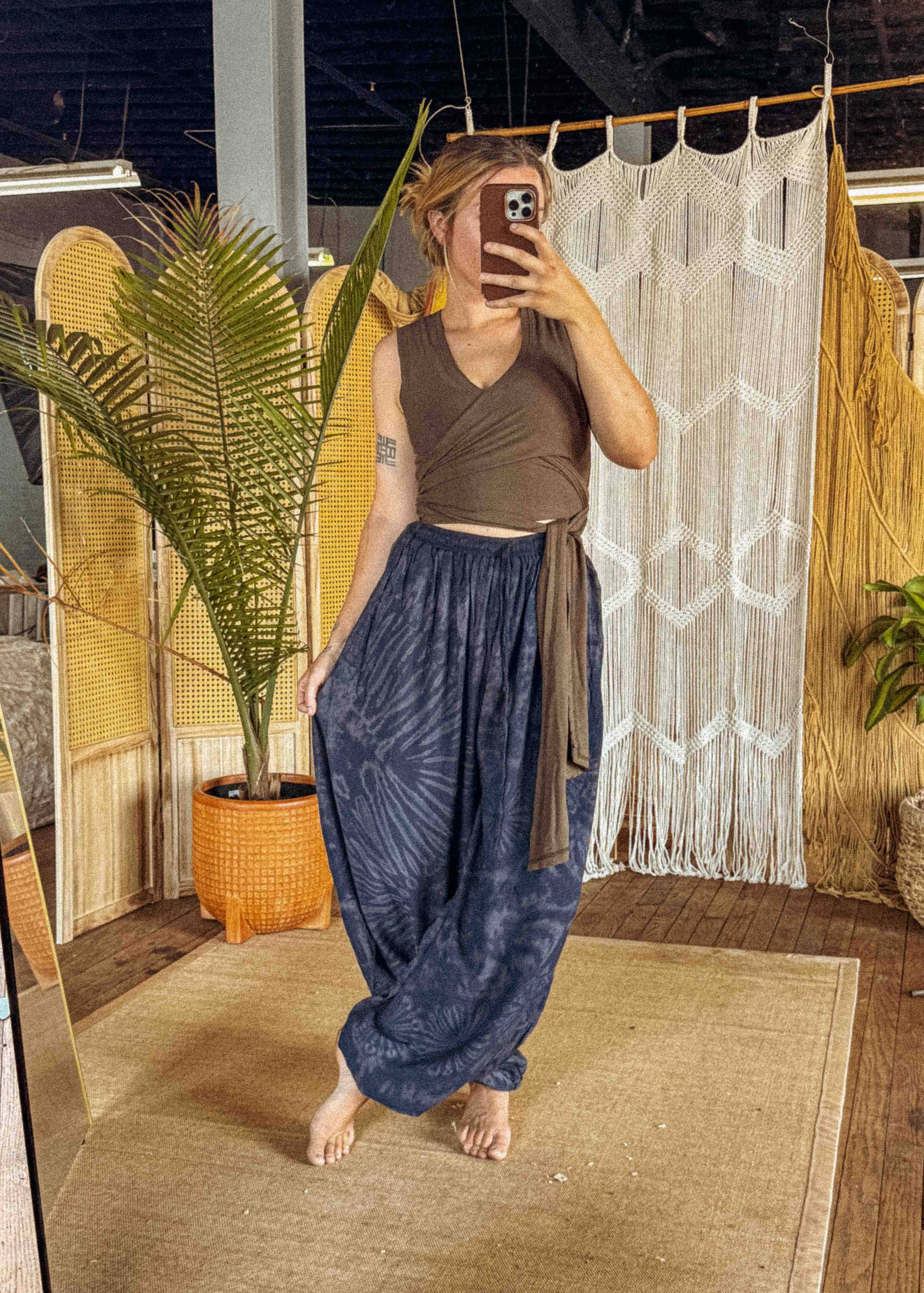 Flowy Hippie Tie Dye Pants Earthy + Colorful Baggy Yoga Pant boho clothing, festival outfit, hippie style apparel | Elevated Hippie
