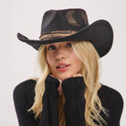 Distressed Fabric Band Feather Cowgirl Fedora Hat boho clothing, festival outfit, hippie style apparel | Elevated Hippie