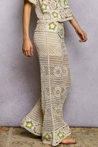 Star Motifs Flared Hem Straight Fit Crochet Pants boho clothing, festival outfit, hippie style apparel | Elevated Hippie