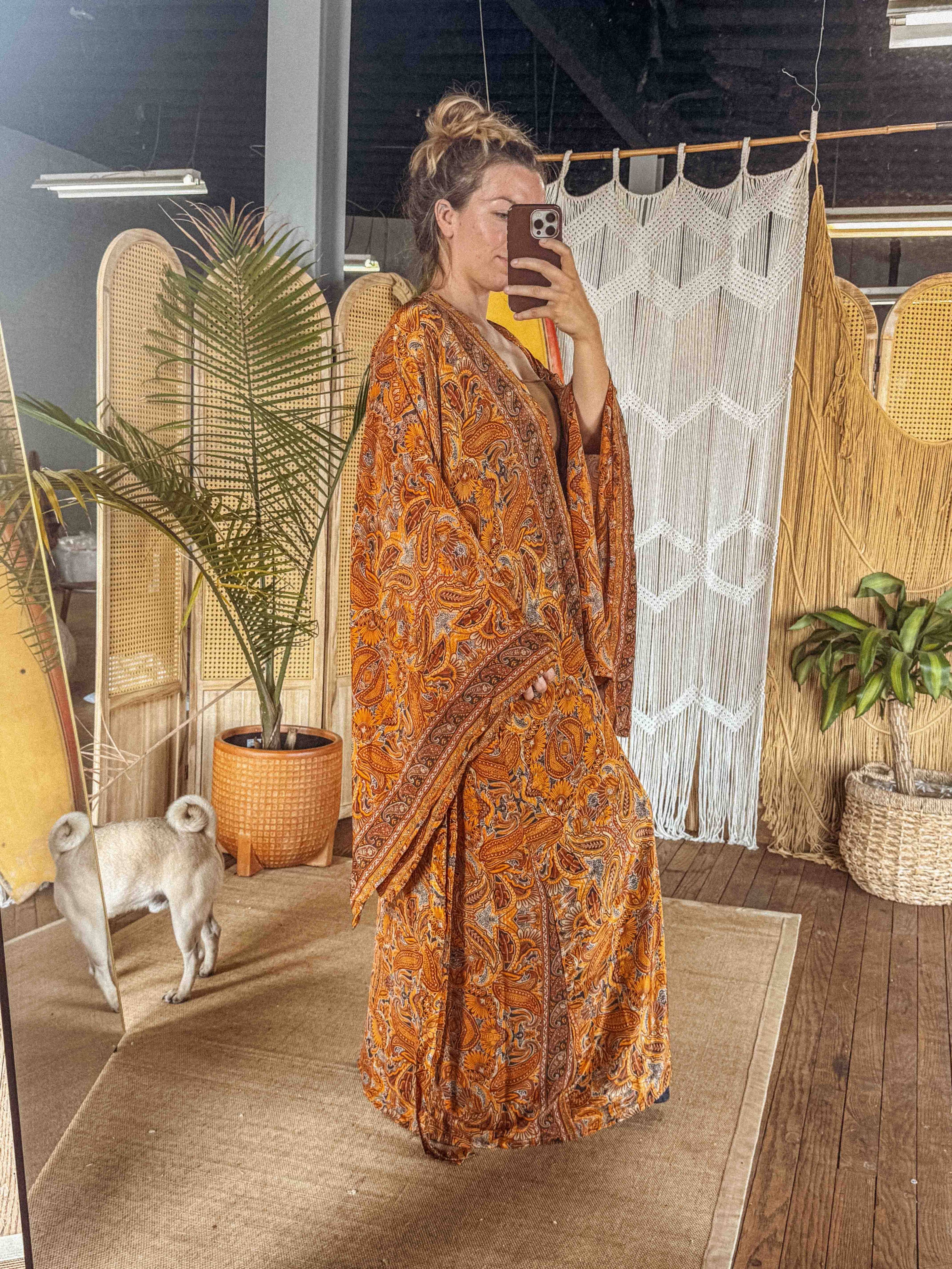 Gardenbelle Shop - BOHO Silk Bell Sleeve Long Maxi Kimono Duster Cardigan boho clothing, festival outfit, hippie style apparel | Elevated Hippie