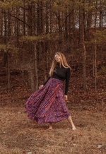 Hippie Boho Style 2 Layer Floral Silk Wrap Skirt - The Elevated Hippie