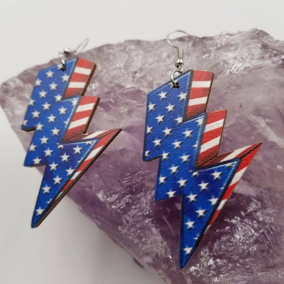 Patriotic Stars and Stripes Lightning Bolt - 4th of July boho clothing, festival outfit, hippie style apparel | Elevated Hippie