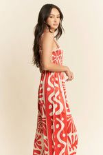 RETRO GEO FLORAL POSITION PRINTED KNIT JUMPSUIT - The Elevated Hippie