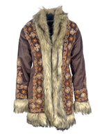Penny Lane Autumn Ember Embroidered Faux Fur Corduroy Jacket - The Elevated Hippie
