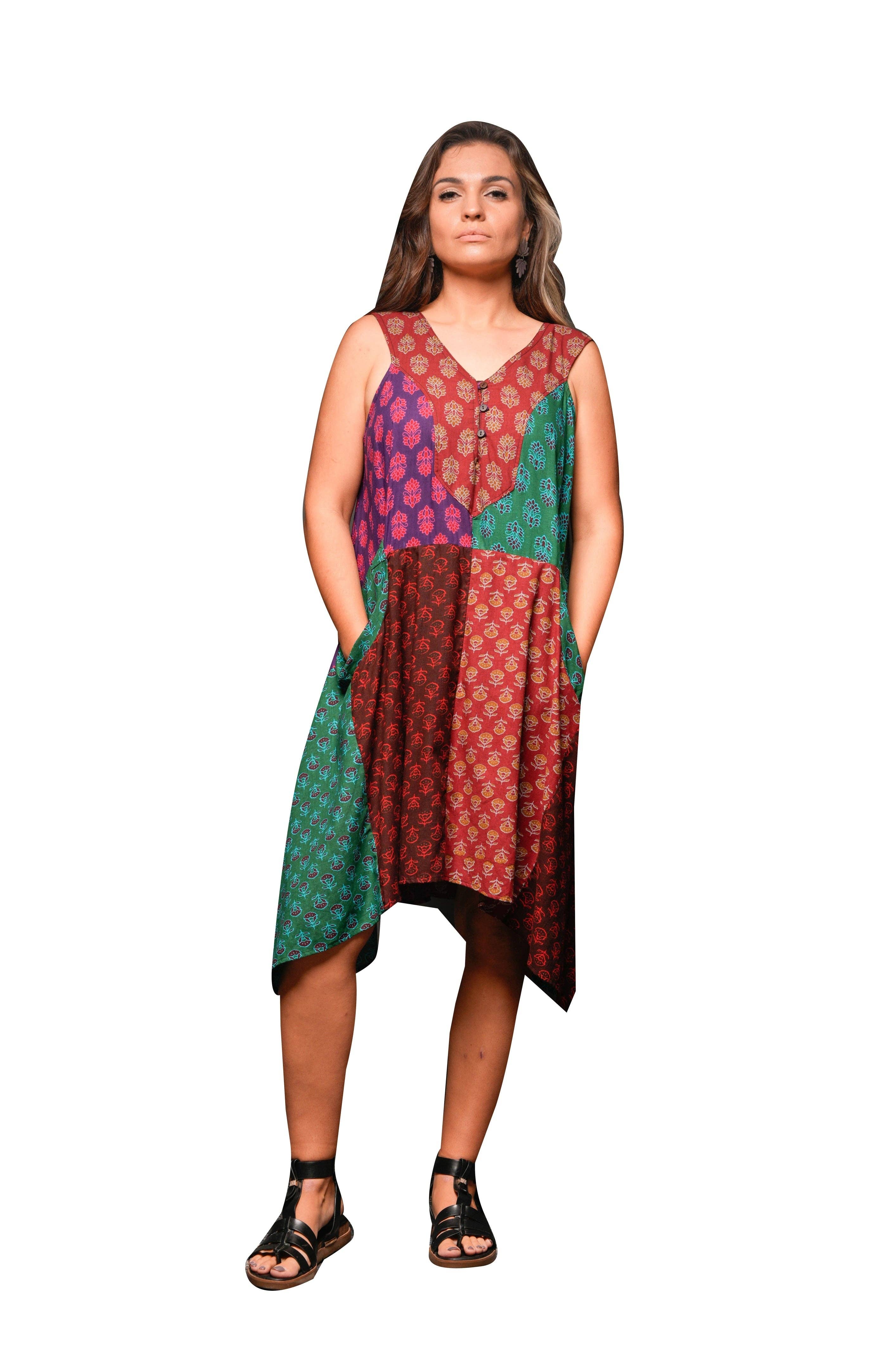 Ruby Rhapsody Boho Sleeveless Summer Dress boho clothing, festival outfit, hippie style apparel | Elevated Hippie