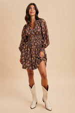 ZIPPERED FLORAL MINI DRESS