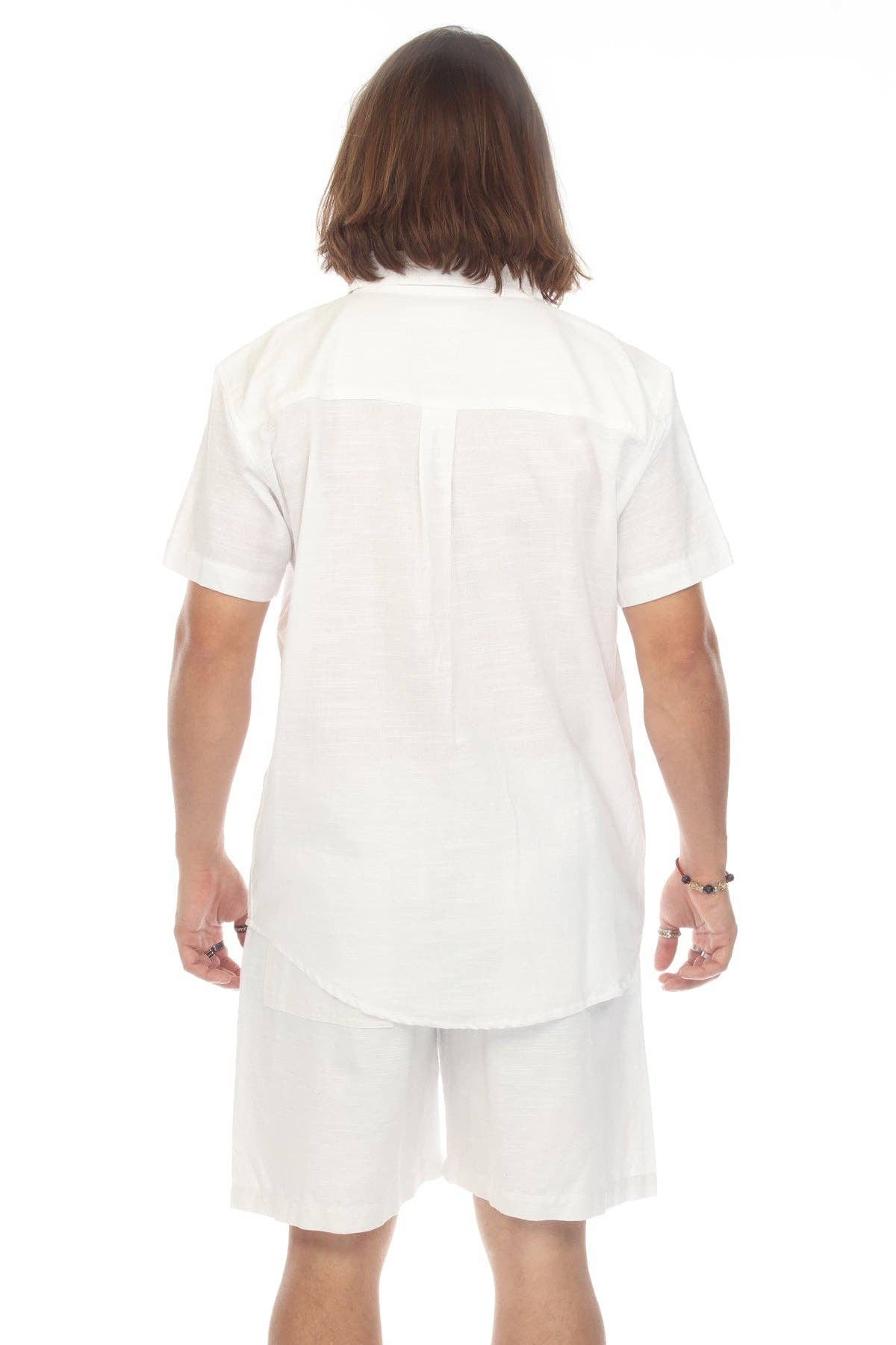 Cotton Slub Button Down Mens Short Sleeve Shirt boho clothing, festival outfit, hippie style apparel | Elevated Hippie