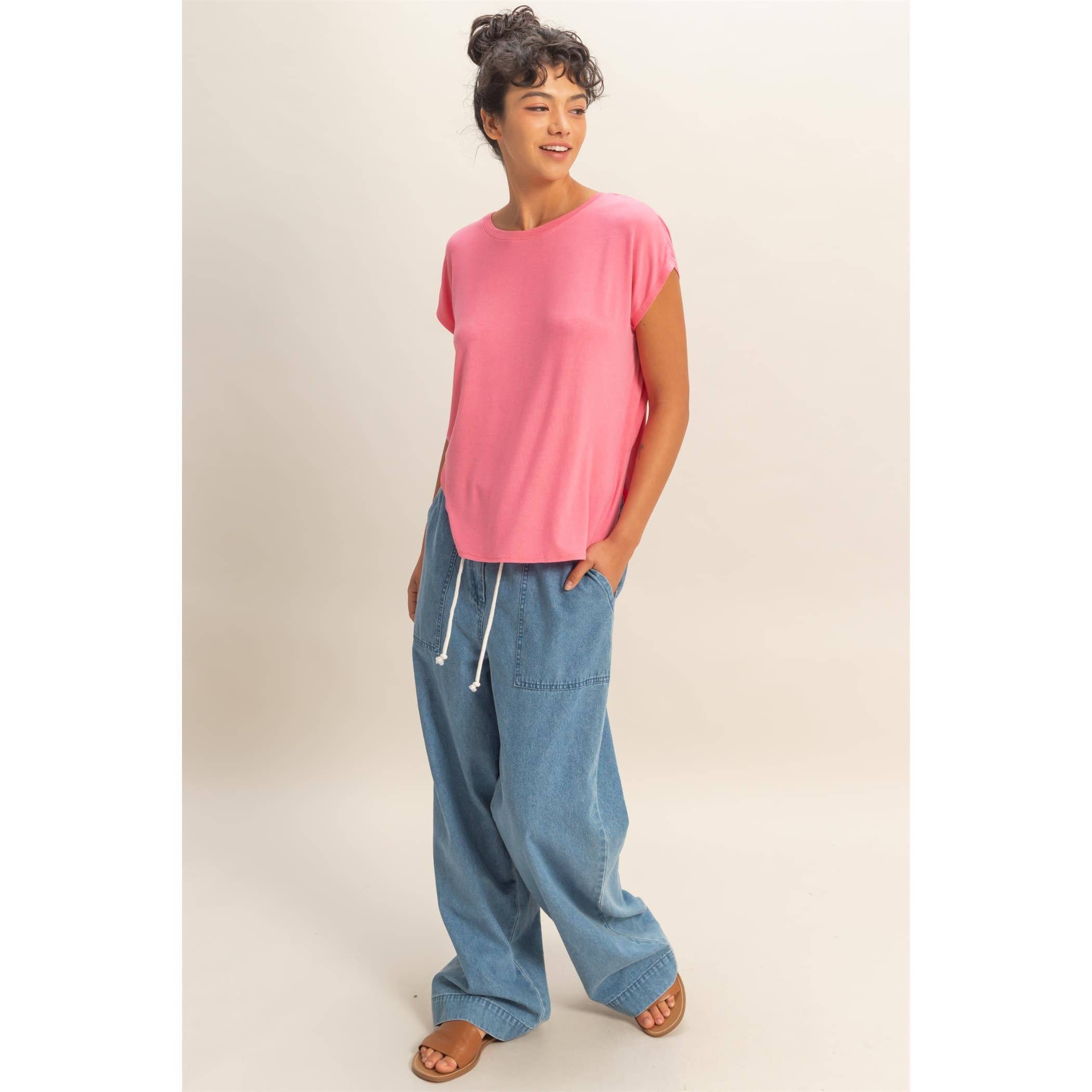 Relaxed Dolman Short Sleeve  Round Neck Top boho clothing, festival outfit, hippie style apparel | Elevated Hippie
