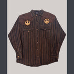 Men's Cotton L\S Cowboy Shirt w/ Tonal Peace Embroidery - The Elevated Hippie