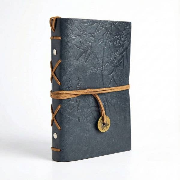 Asian Bamboo Leatherette Journal Notebook – Grey boho clothing, festival outfit, hippie style apparel | Elevated Hippie