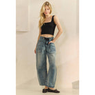 Veveret Horseshoe Jeans with Belt Detail – Relaxed Wide Leg Denim boho clothing, festival outfit, hippie style apparel | Elevated Hippie
