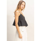 HYFVE Spaghetti Strap Peplum Top boho clothing, festival outfit, hippie style apparel | Elevated Hippie