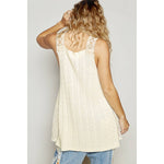 Round neck floral lace solid sleeveless tunic - The Elevated Hippie