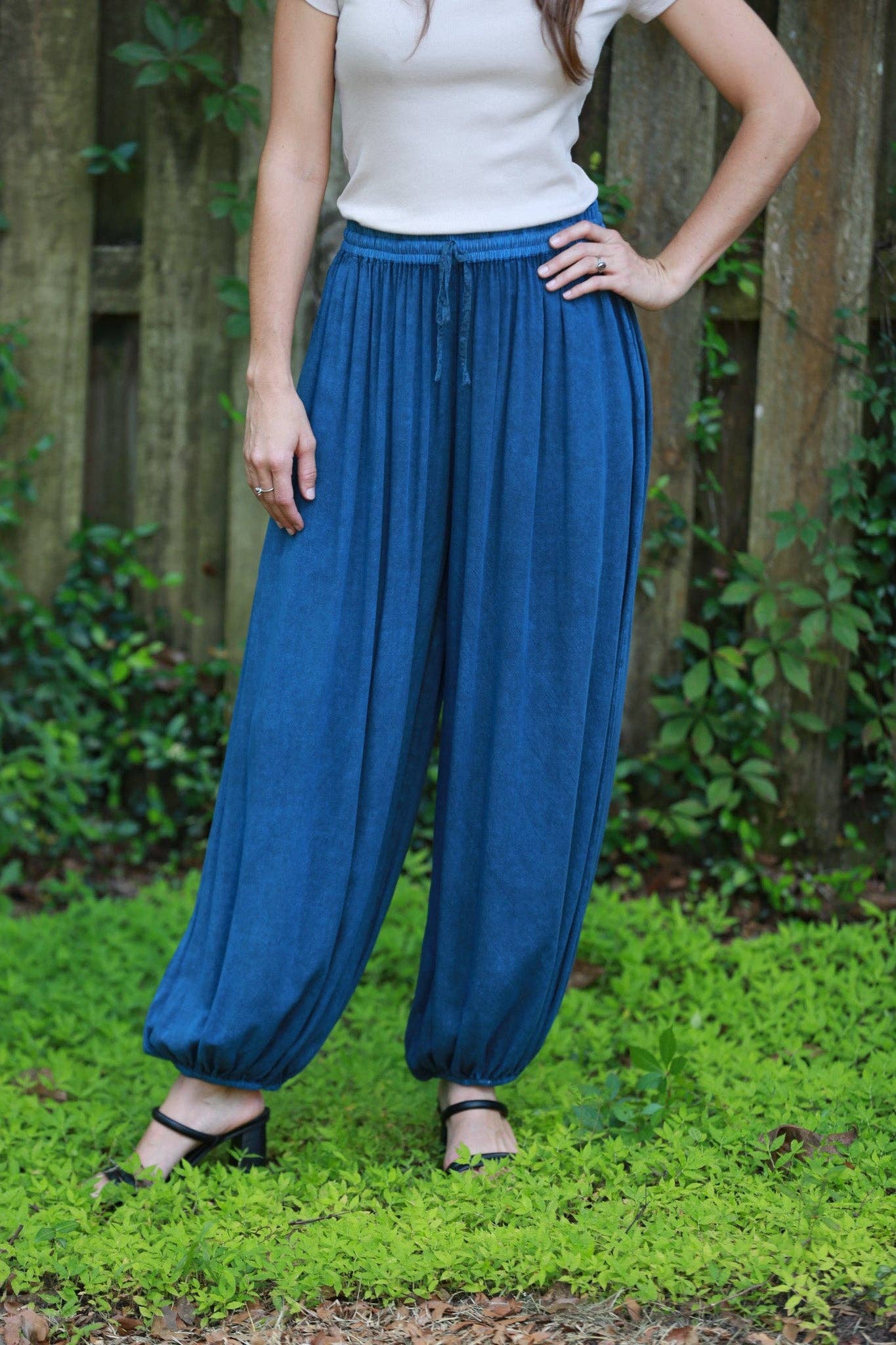 Stonewashed Harem Pants: Cuffed Hem (Fall Colors) boho clothing, festival outfit, hippie style apparel | Elevated Hippie