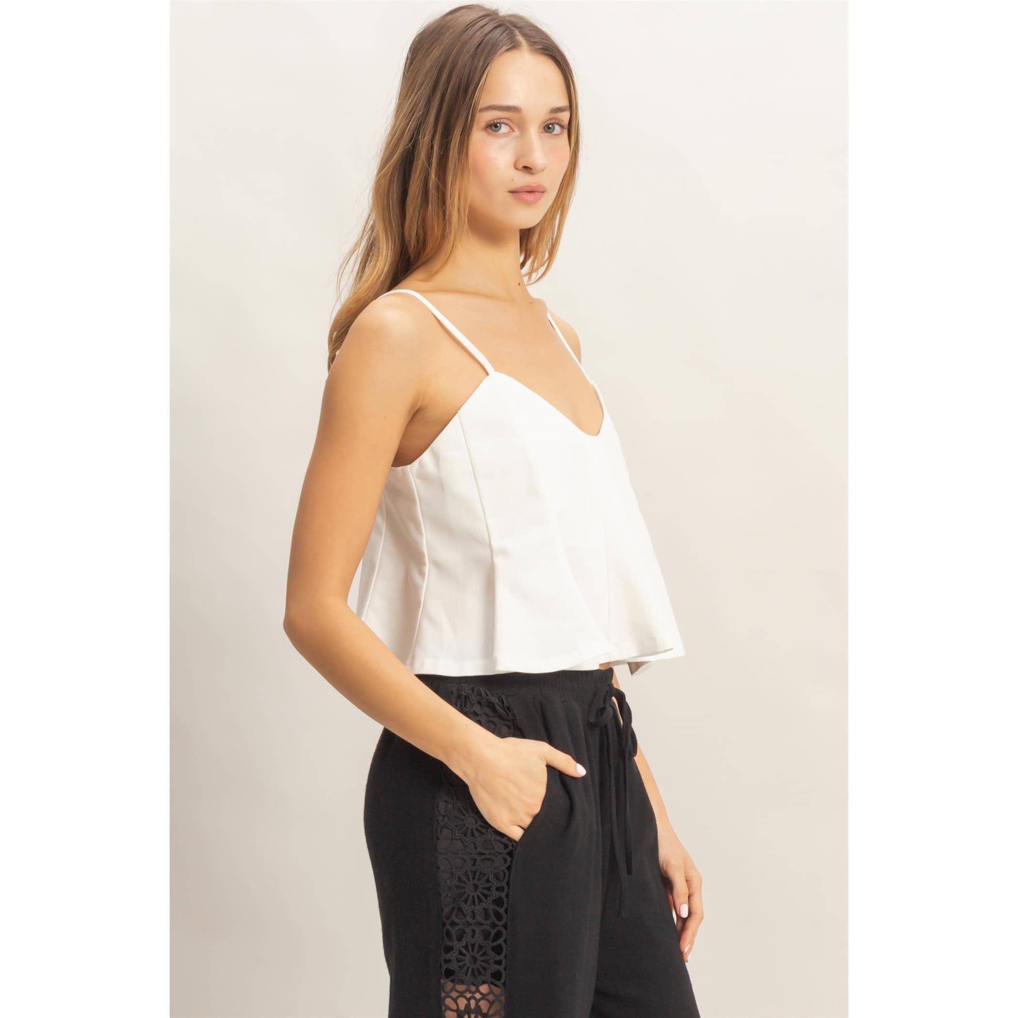 HYFVE Spaghetti Strap Peplum Top boho clothing, festival outfit, hippie style apparel | Elevated Hippie