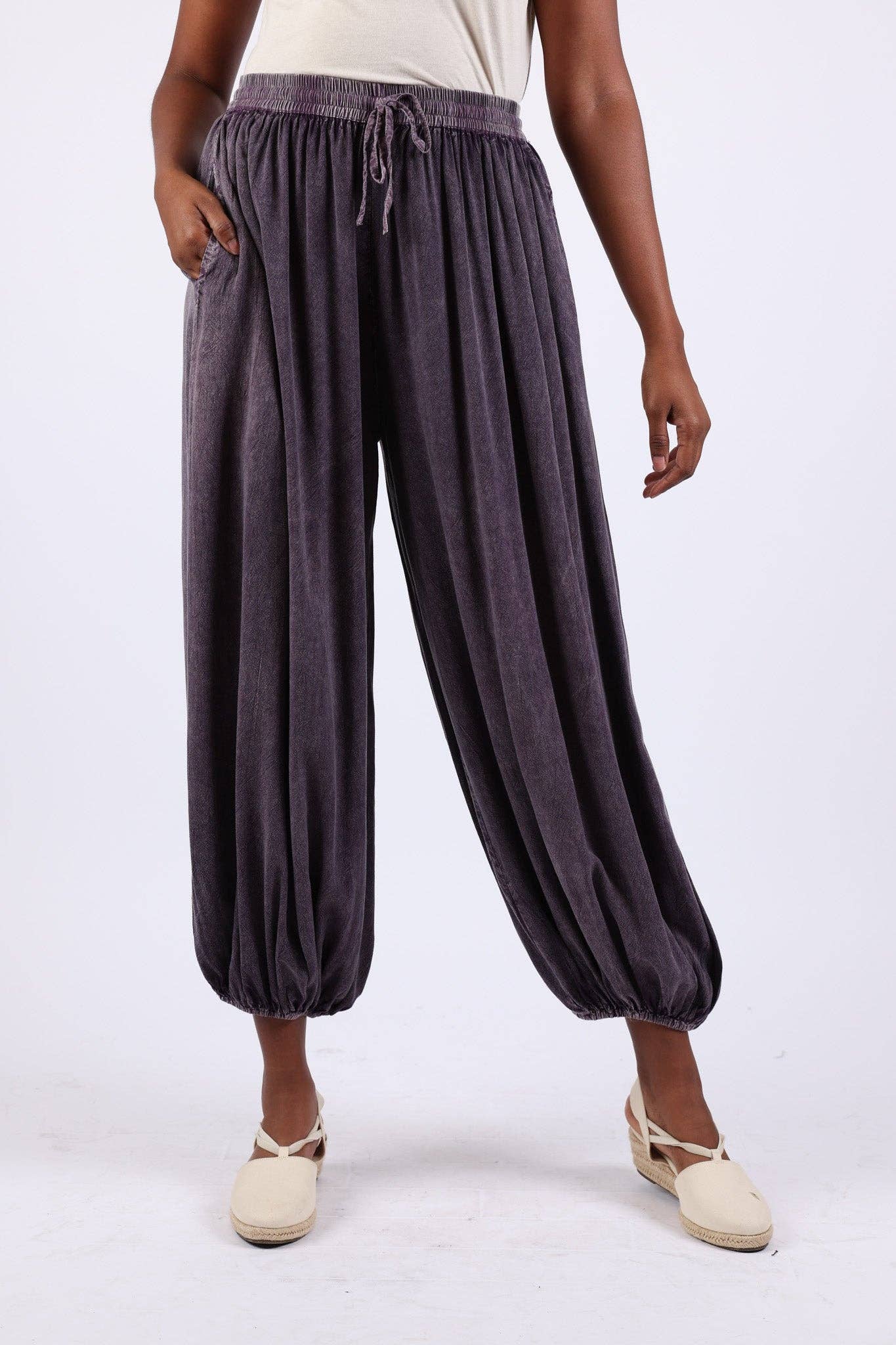 Stonewashed Harem Pants: Cuffed Hem (Fall Colors) boho clothing, festival outfit, hippie style apparel | Elevated Hippie