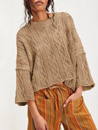 Bell Sleeve Daydream Cable Knit Sweater boho clothing, festival outfit, hippie style apparel | Elevated Hippie