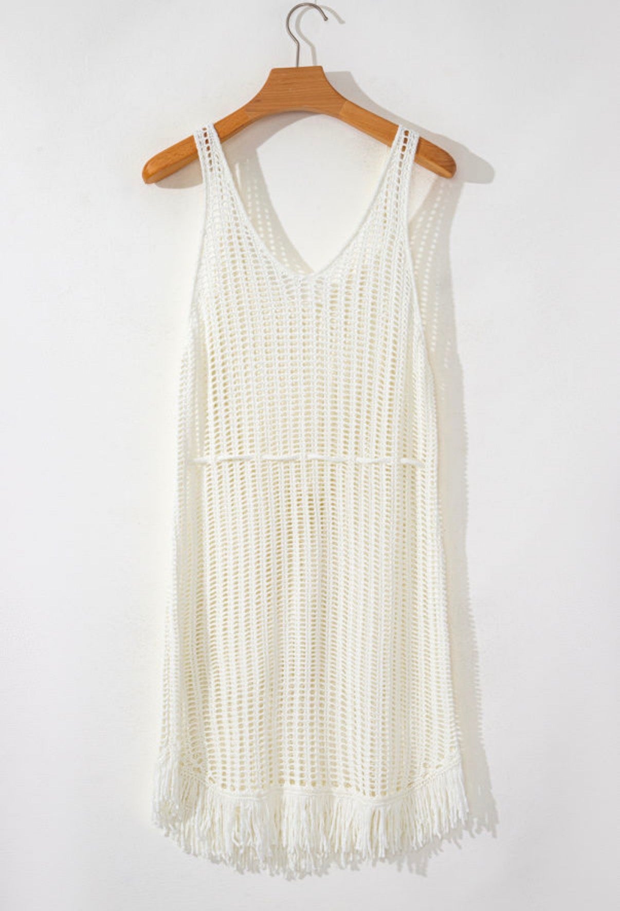 White Crochet Fringe Beach Cover Up Dress Festival boho clothing, festival outfit, hippie style apparel | Elevated Hippie