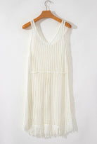 White Crochet Fringe Beach Cover Up Dress Festival boho clothing, festival outfit, hippie style apparel | Elevated Hippie