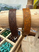 Angie Myers Designs Men's Leather Pattern Bracelet | Handcrafted Boho Jewelry boho clothing, festival outfit, hippie style apparel | Elevated Hippie