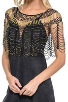 Sexy Metallic Beaded Shawl Crochet Poncho boho clothing, festival outfit, hippie style apparel | Elevated Hippie