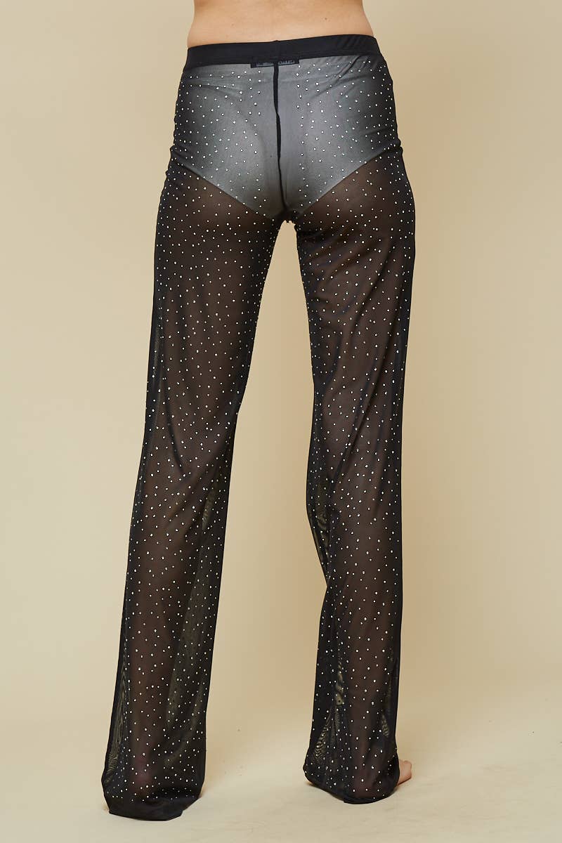 6256 -RHINESTONES MESH PANTS boho clothing, festival outfit, hippie style apparel | Elevated Hippie