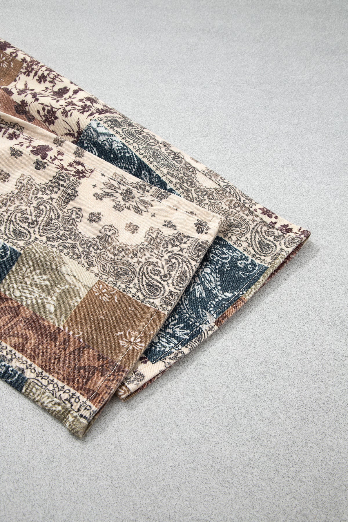 Khaki Patchwork Print Casual Jeans