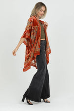 X2EC7-BW82 BURNOUT VELVET KIMONO - The Elevated Hippie