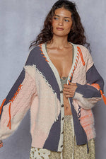 V neck solid frayed edge detail cardigan sweater top - The Elevated Hippie