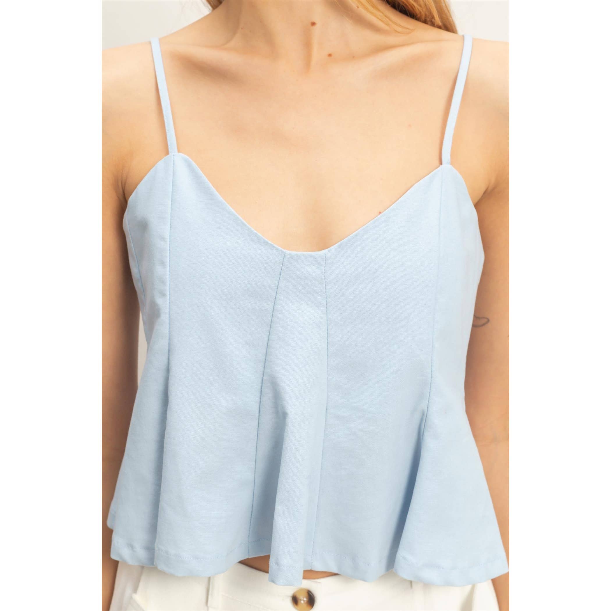 HYFVE Spaghetti Strap Peplum Top boho clothing, festival outfit, hippie style apparel | Elevated Hippie