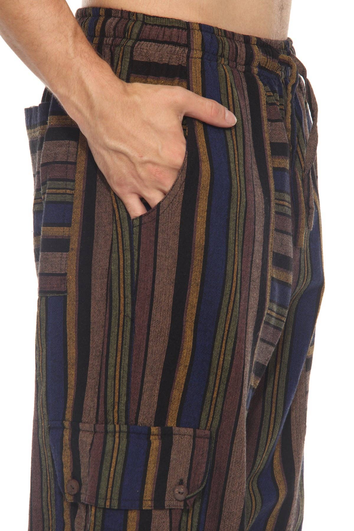 Men’s Patchwork Stripe Cotton Joggers – Boho Festival Pants boho clothing, festival outfit, hippie style apparel | Elevated Hippie