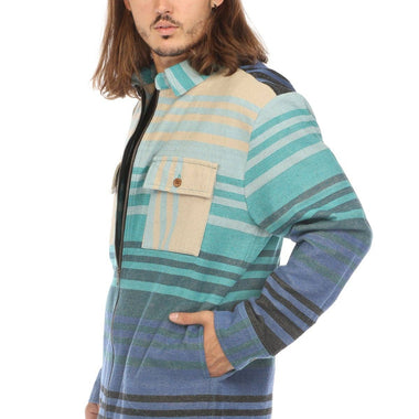 Ombre Striped Zipper Shirt Jacket - The Elevated Hippie