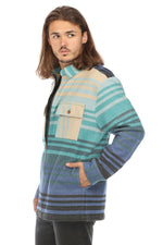 Ombre Striped Zipper Shirt Jacket - The Elevated Hippie