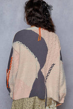 V neck solid frayed edge detail cardigan sweater top - The Elevated Hippie