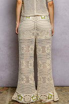 Star Motifs Flared Hem Straight Fit Crochet Pants boho clothing, festival outfit, hippie style apparel | Elevated Hippie