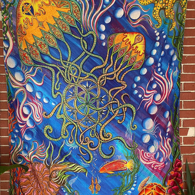 Tapestry / Hidden Stealy / Jellyfish Art / Steal Your Face Art / Festival Tapestry - The Elevated Hippie