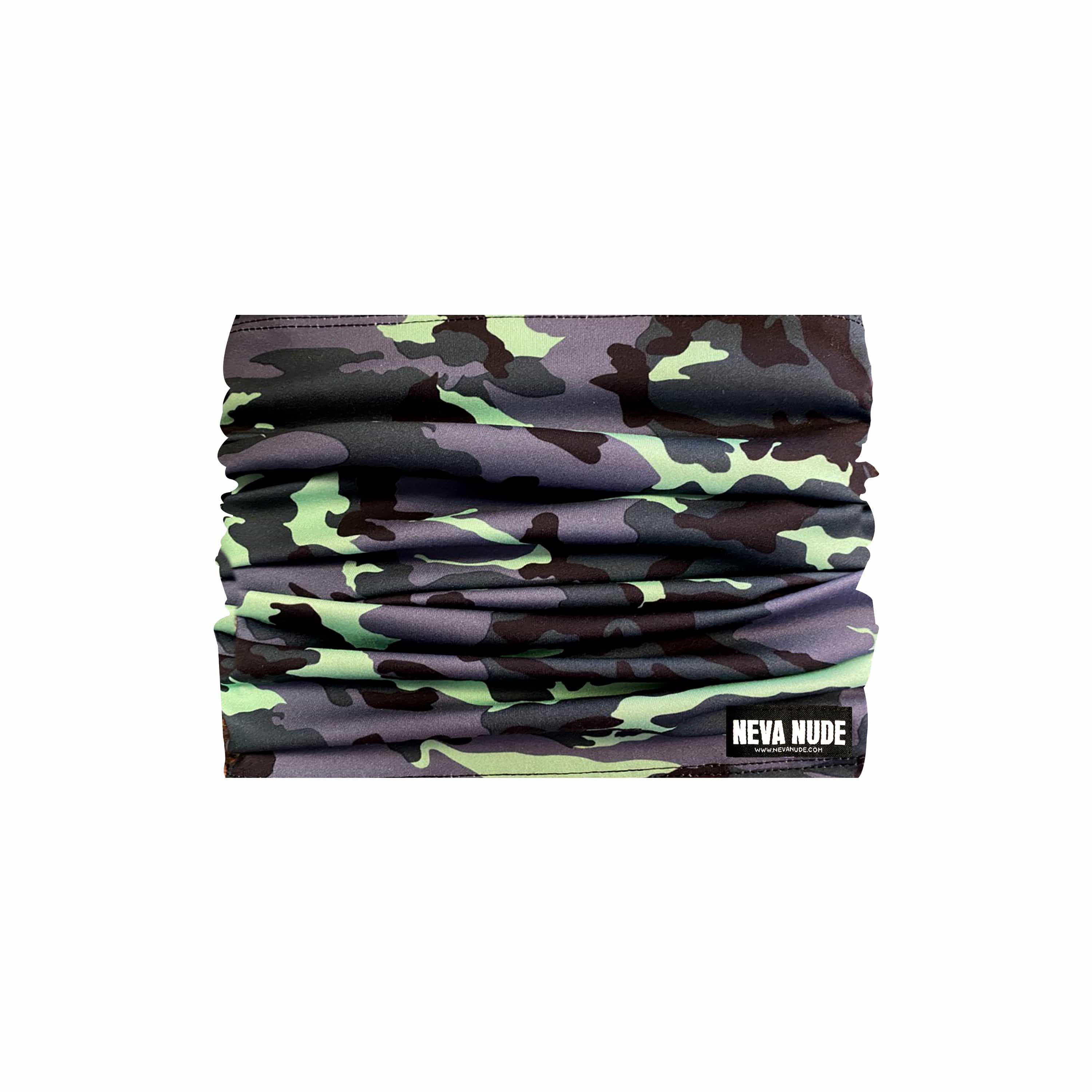 Extraction Green & Black Camo Blacklight Sexy Necksie Face Covering boho clothing, festival outfit, hippie style apparel | Elevated Hippie