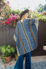 Western Colorful Crochet Patterned Ruana