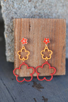 3196 H169 RETRO ORANGE/ RED FLOWER DROP ER boho clothing, festival outfit, hippie style apparel | Elevated Hippie