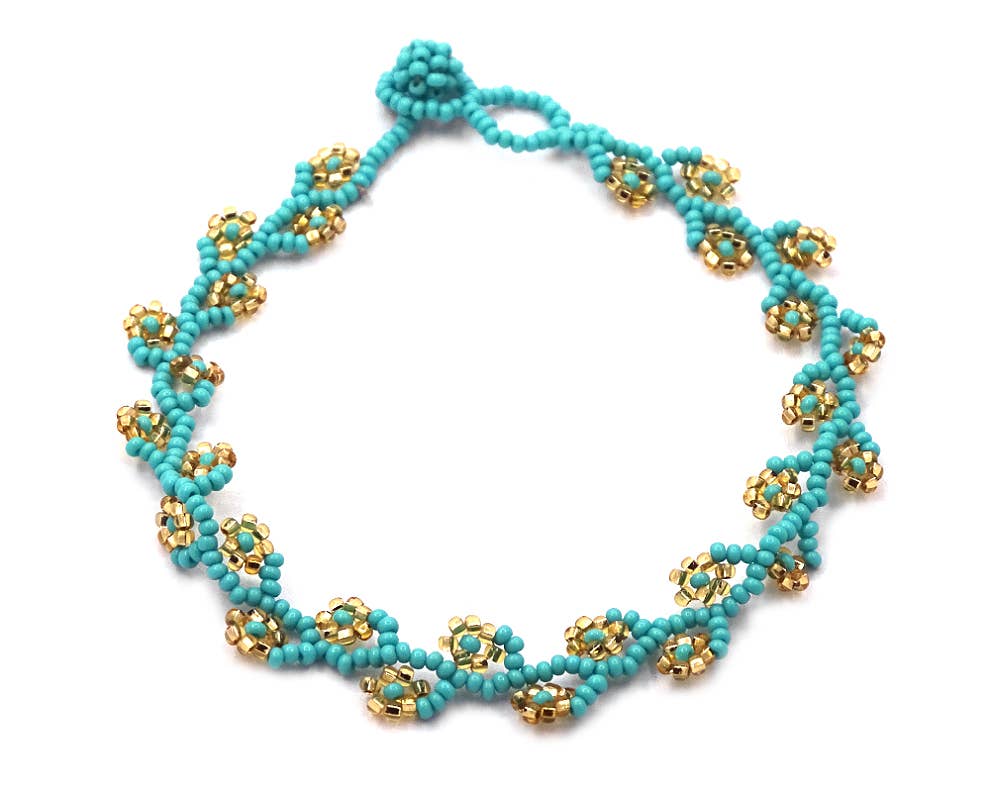 Guatemalan Flower Vine Seed Bead Strand Anklet boho clothing, festival outfit, hippie style apparel | Elevated Hippie