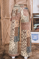 Khaki Patchwork Print Casual Jeans