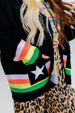 Black Saturn Oversized Boxy Cardigan