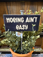 Thyme & Tile "Hoeing Ain't Easy" Ceramic Tile Sign | 8" Funny Garden Decor boho clothing, festival outfit, hippie style apparel | Elevated Hippie