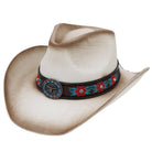 Rhinestone Flower Embroidered with Longhorn Cowboy Hat boho clothing, festival outfit, hippie style apparel | Elevated Hippie