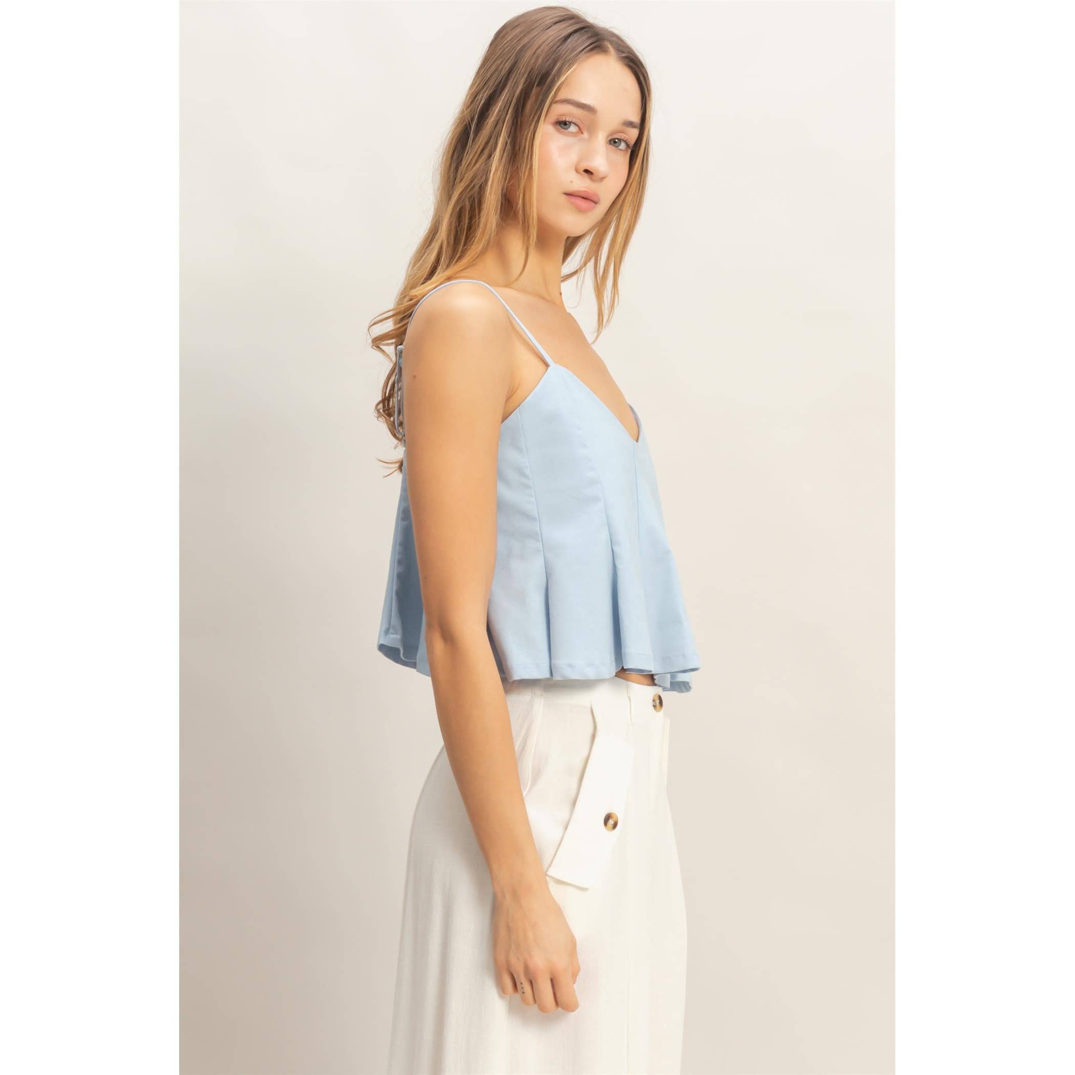 HYFVE Spaghetti Strap Peplum Top boho clothing, festival outfit, hippie style apparel | Elevated Hippie