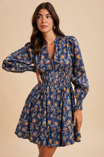 ZIPPERED FLORAL MINI DRESS