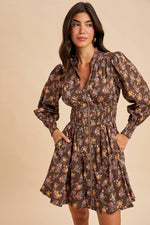 ZIPPERED FLORAL MINI DRESS
