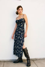 Dancing Moon Front Tie Slit Sleeveless Maxi Boho Floral Sleeveless Maxi Dress – Adjustable Straps, Side Slits, Lined – Summer Dress - The Elevated Hippie